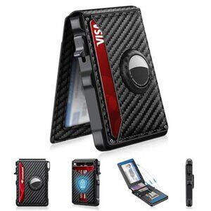 RFID Blocking AirTag Wallet Minimalist Pop Up Card Holder Money Clip Slim